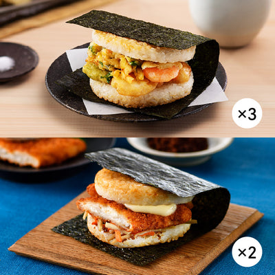 モスライスバーガー〈のり弁〉えび天丼風3個、白身魚フライ2個